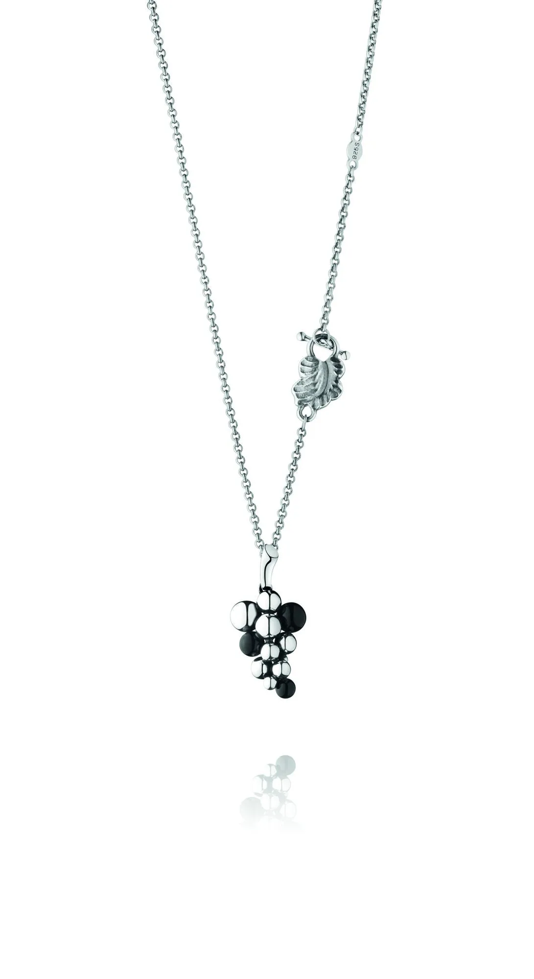 Small Black Moonlight Grapes Silver Necklace