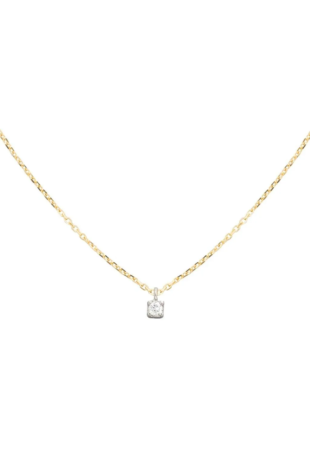 Small Minibox 18K Gold Necklace w. Diamond