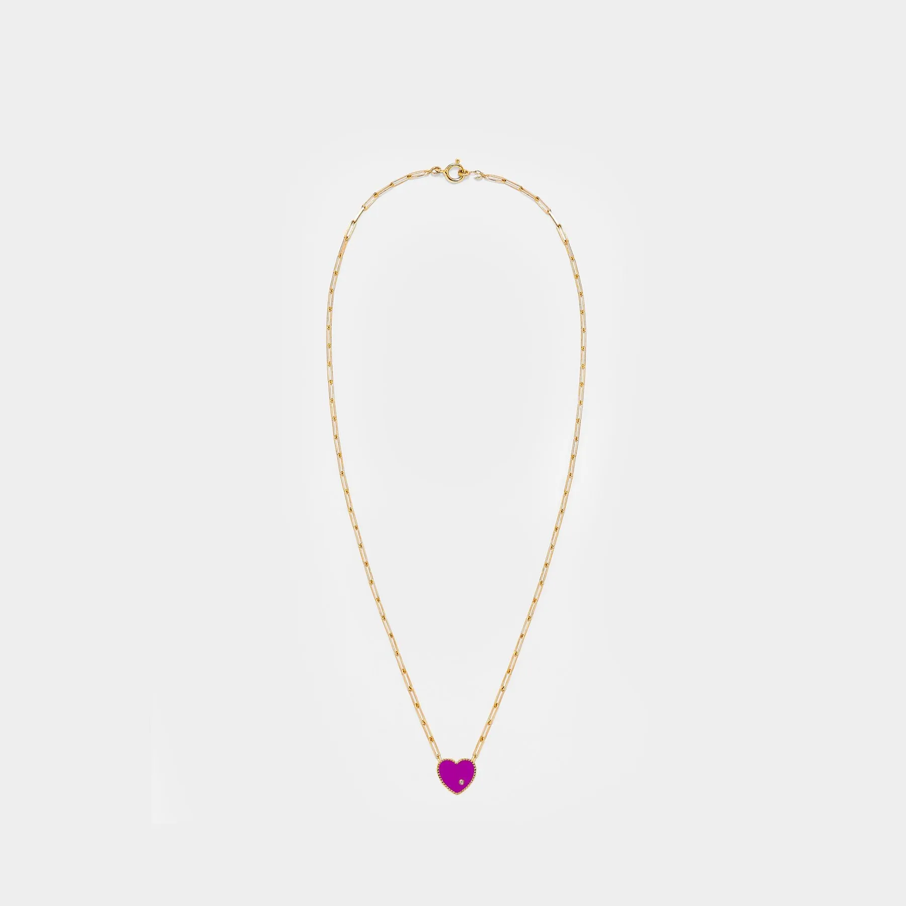 Small Solitary Heart Necklace in 9 carat gold and diamonds