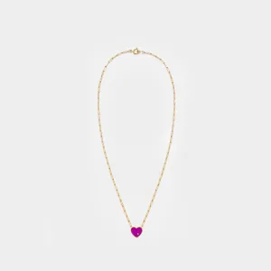 Small Solitary Heart Necklace in 9 carat gold and diamonds