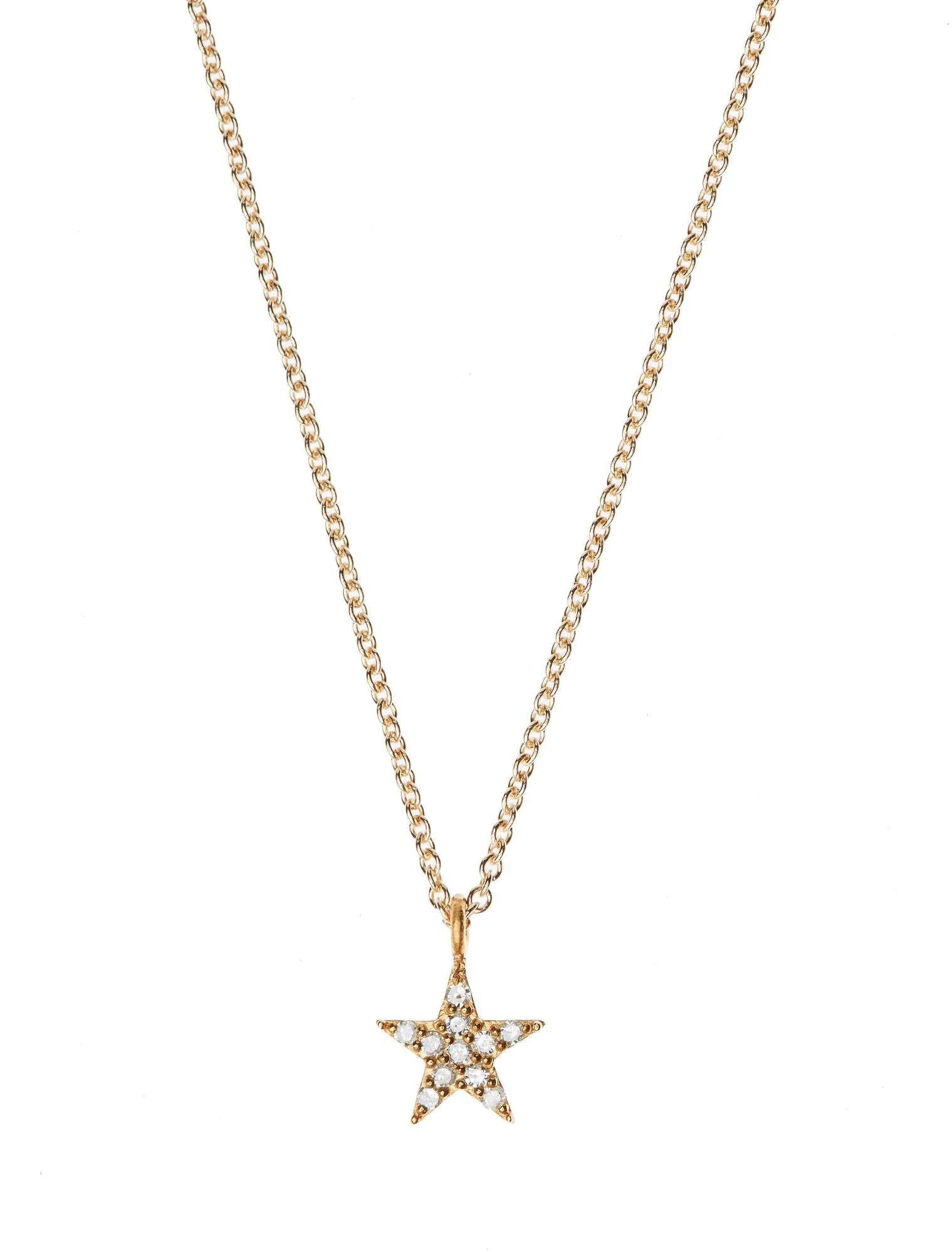 Small Star Gold Plated Necklace w. Diamonds