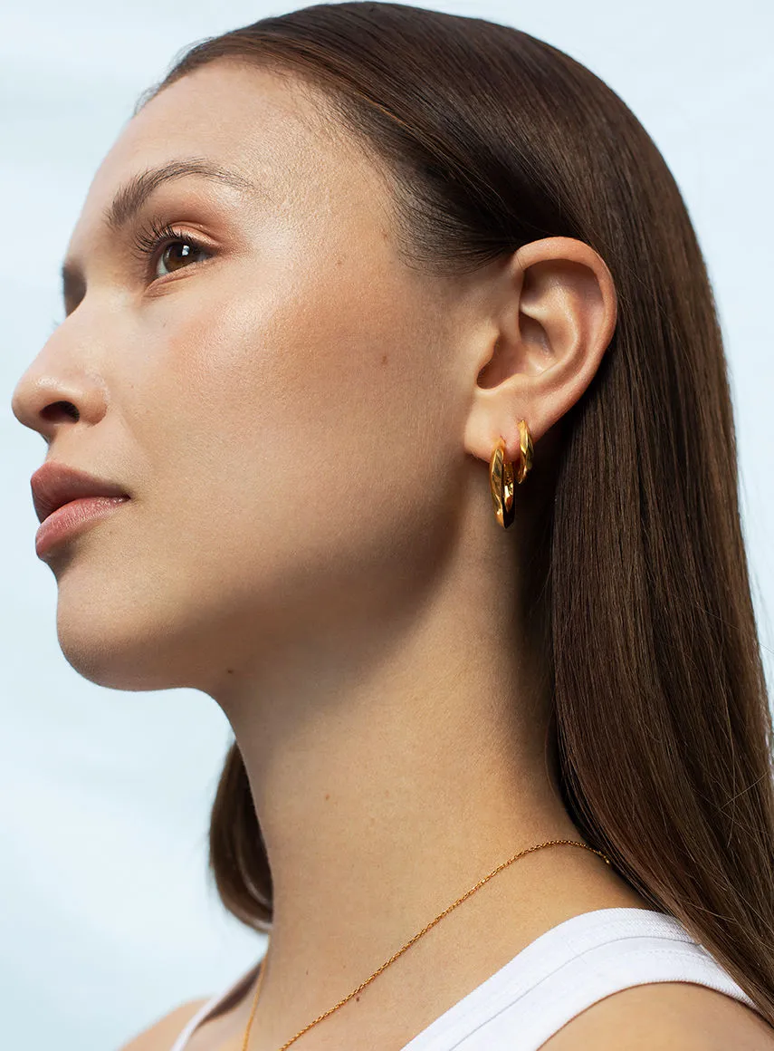 Small Swirl 14K Gold Plated Hoops