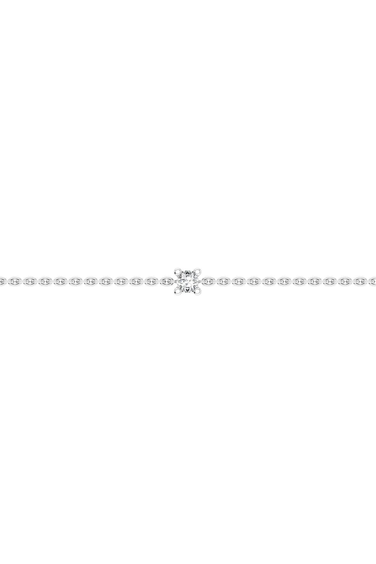 Solitaire 18K White Gold Bracelet w. Lab-Grown Diamond