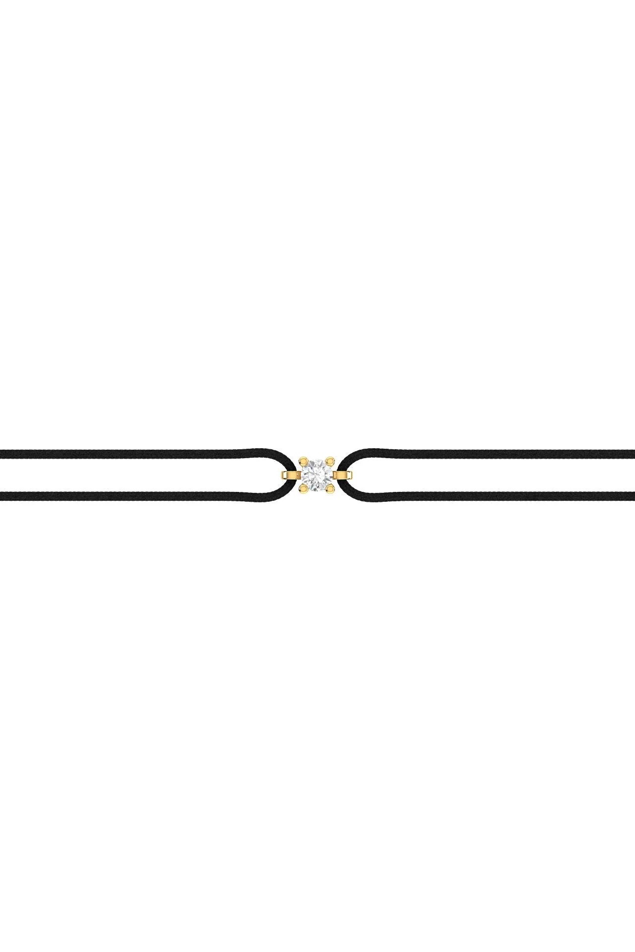 Solitaire Cord 18K Gold Bracelet w. Lab-Grown Diamond