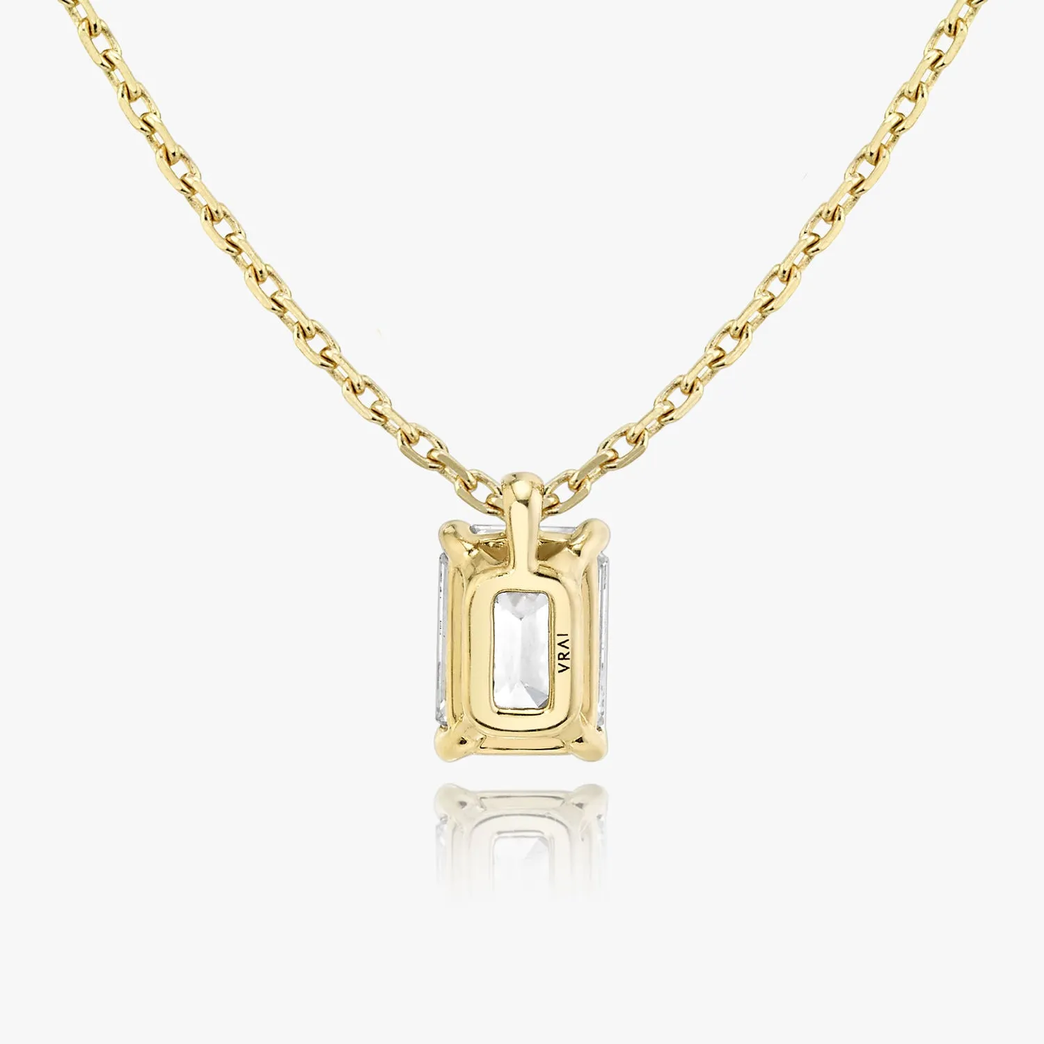 Solitaire Emerald 14K Gold Necklace w. Lab-Grown Diamond