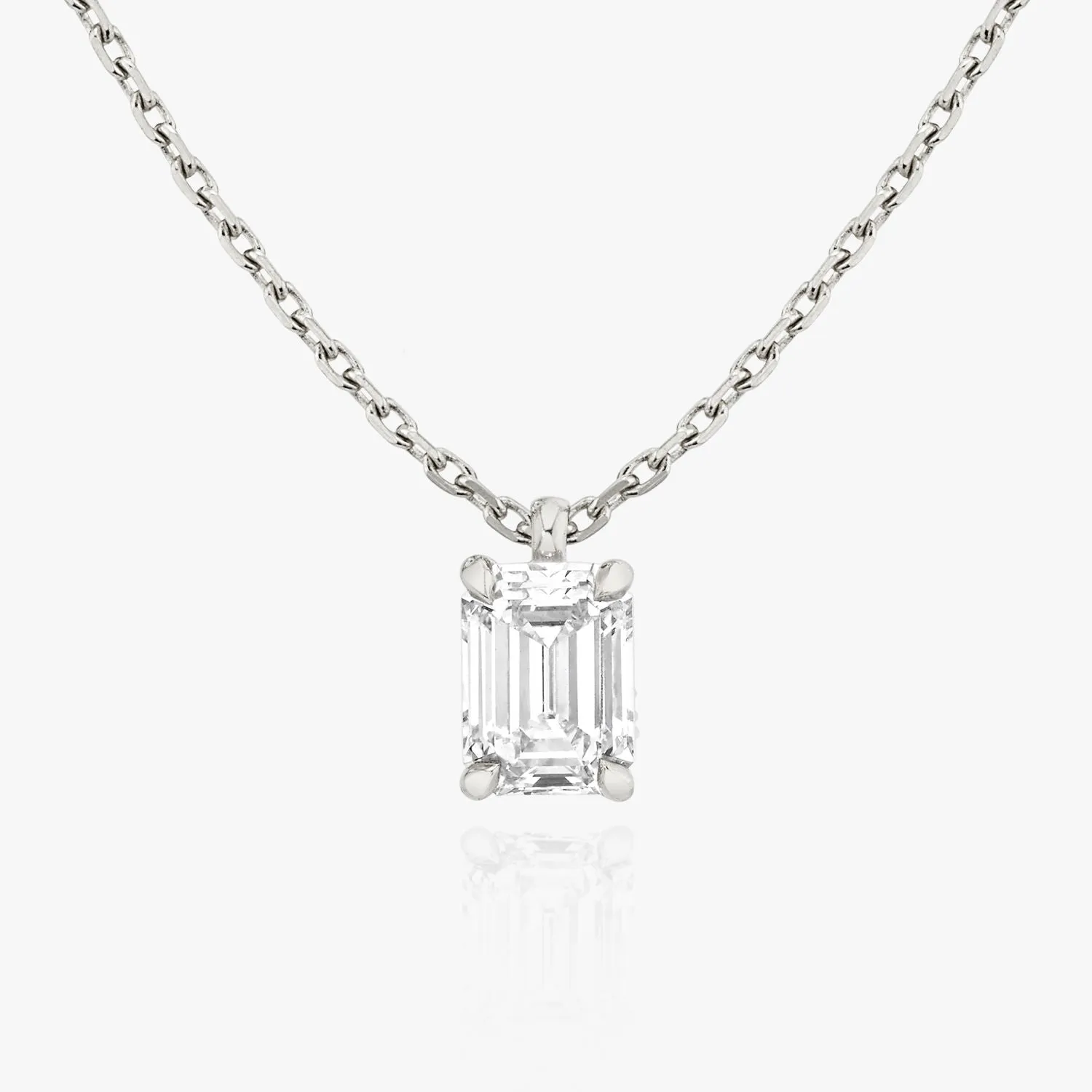 Solitaire Emerald 14K Rosegold Necklace w. Lab-Grown Diamond