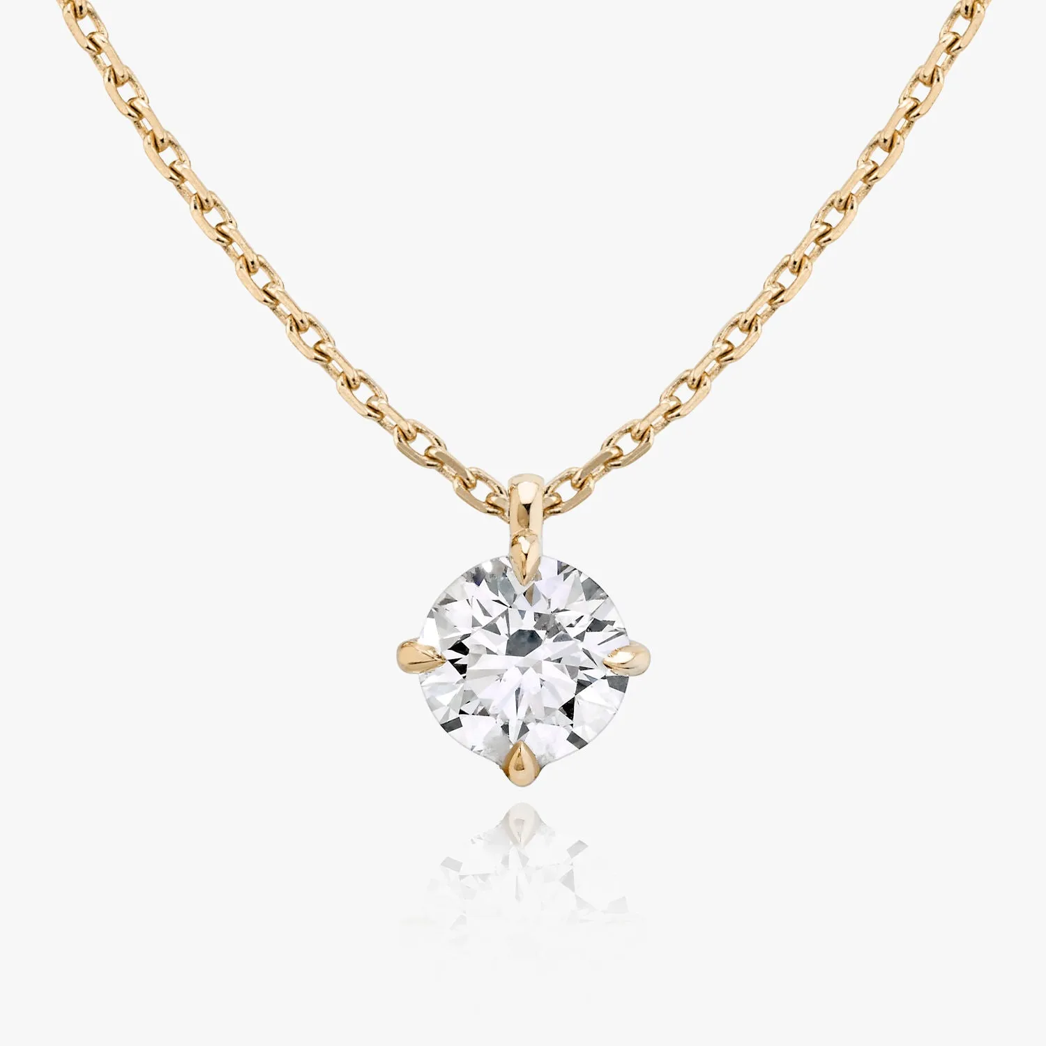 Solitaire Hanging Round Brilliant 14K Rosegold Necklace w. Lab-Grown Diamond