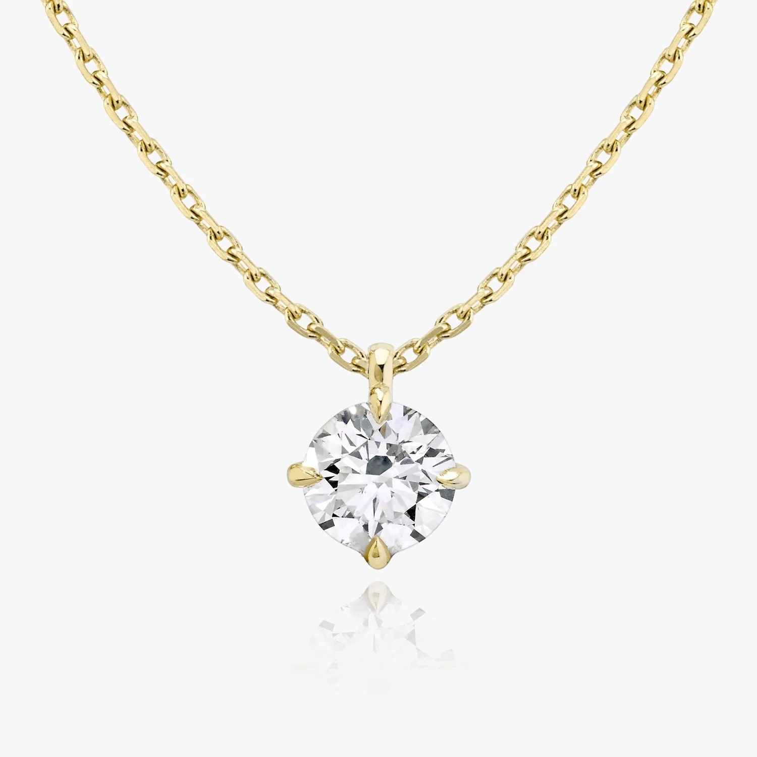 Solitaire Hanging Round Brilliant 14K Rosegold Necklace w. Lab-Grown Diamond