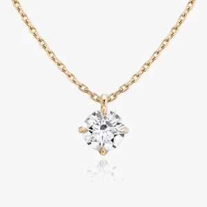 Solitaire Hanging Round Brilliant 14K Rosegold Necklace w. Lab-Grown Diamond