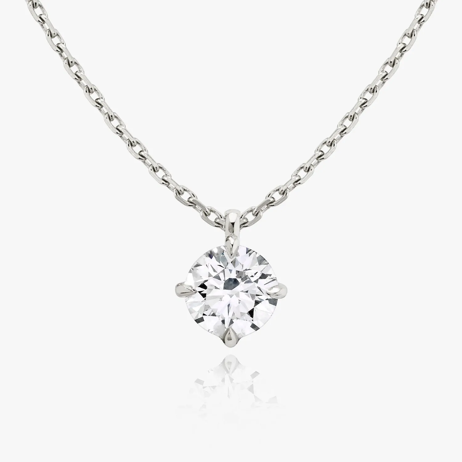 Solitaire Hanging Round Brilliant 14K Rosegold Necklace w. Lab-Grown Diamond