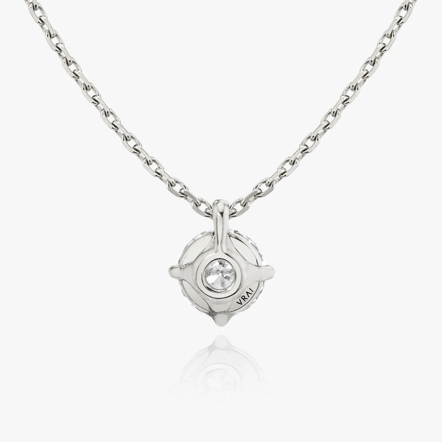 Solitaire Hanging Round Brilliant 14K Whitegold Necklace w. Lab-Grown Diamond