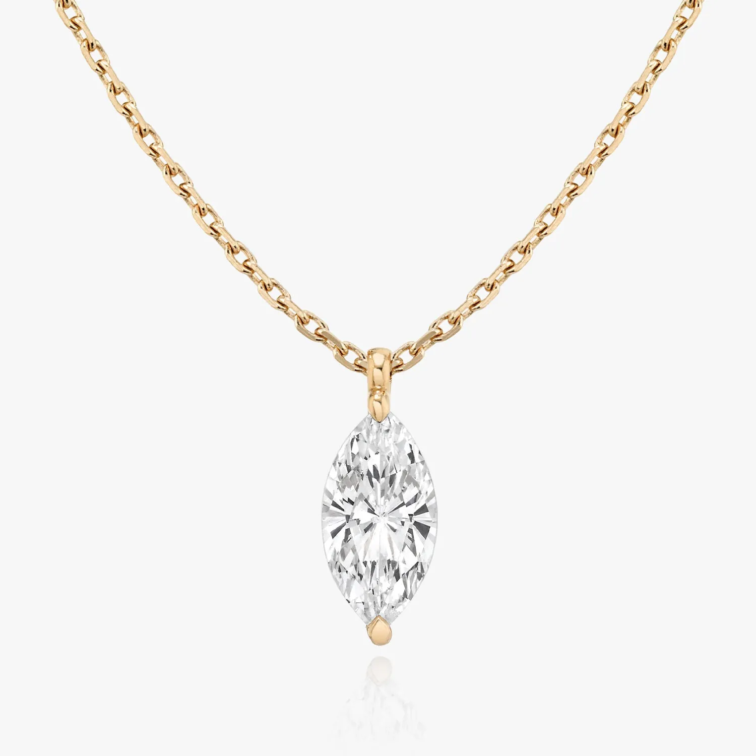 Solitaire Marquise 14K Gold Necklace w. Lab-Grown Diamond