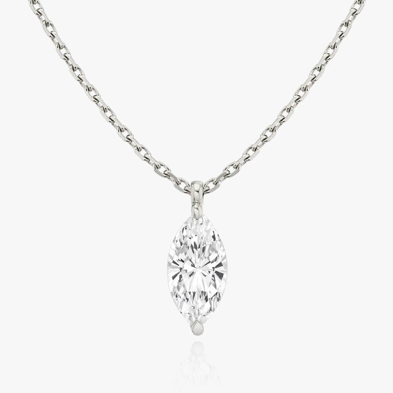 Solitaire Marquise 14K Gold Necklace w. Lab-Grown Diamond