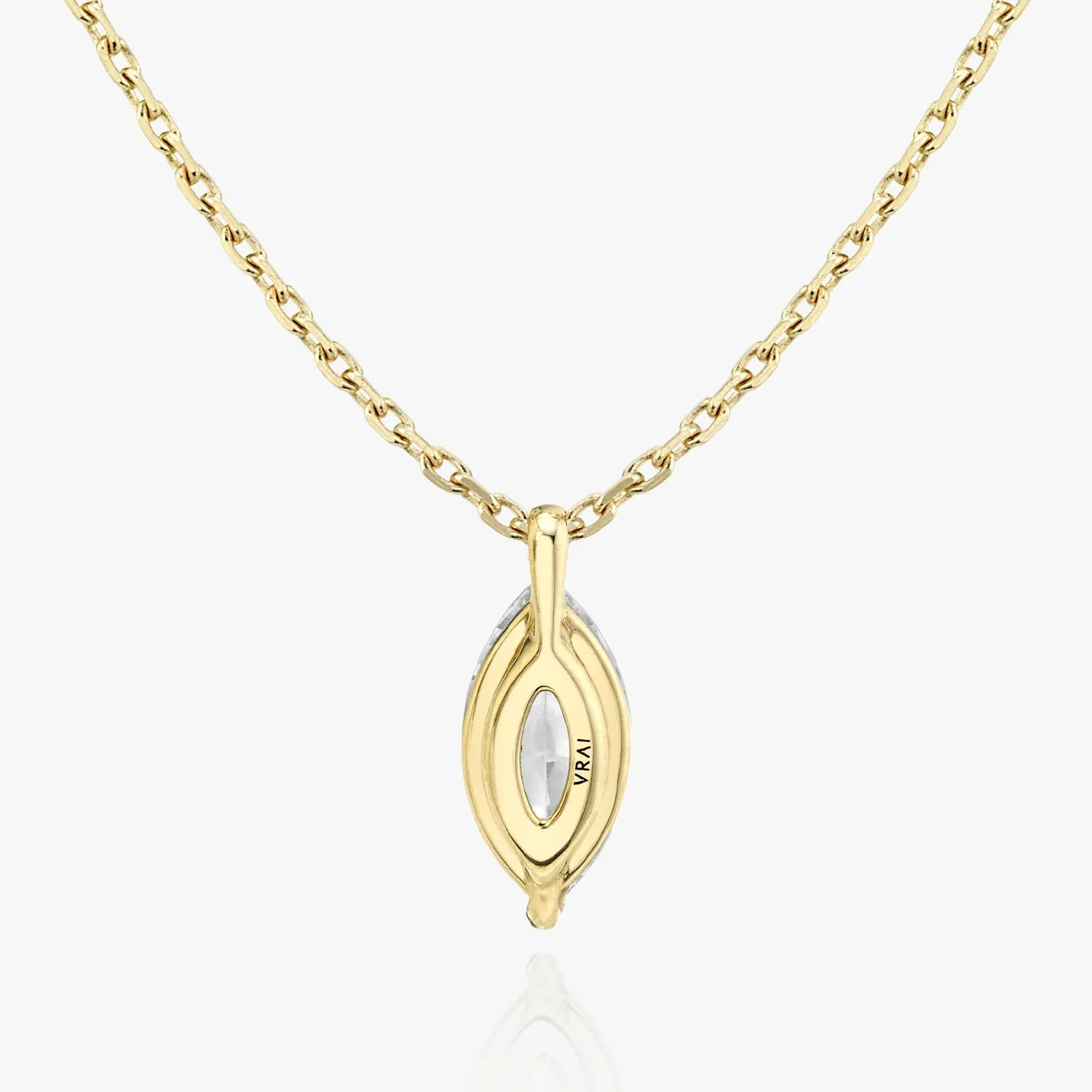 Solitaire Marquise 14K Gold Necklace w. Lab-Grown Diamond