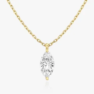 Solitaire Marquise 14K Gold Necklace w. Lab-Grown Diamond