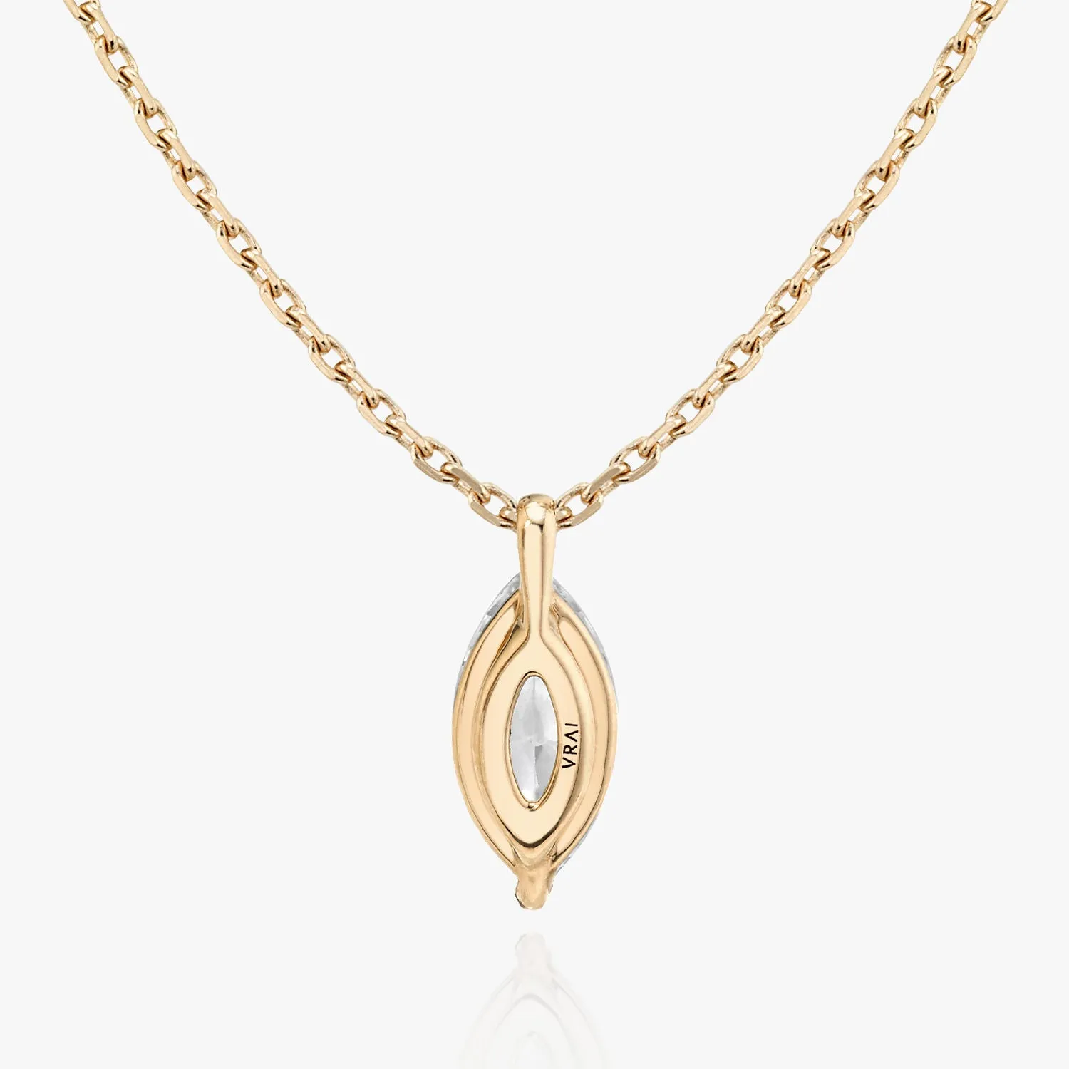 Solitaire Marquise 14K Rosegold Necklace w. Lab-Grown Diamond