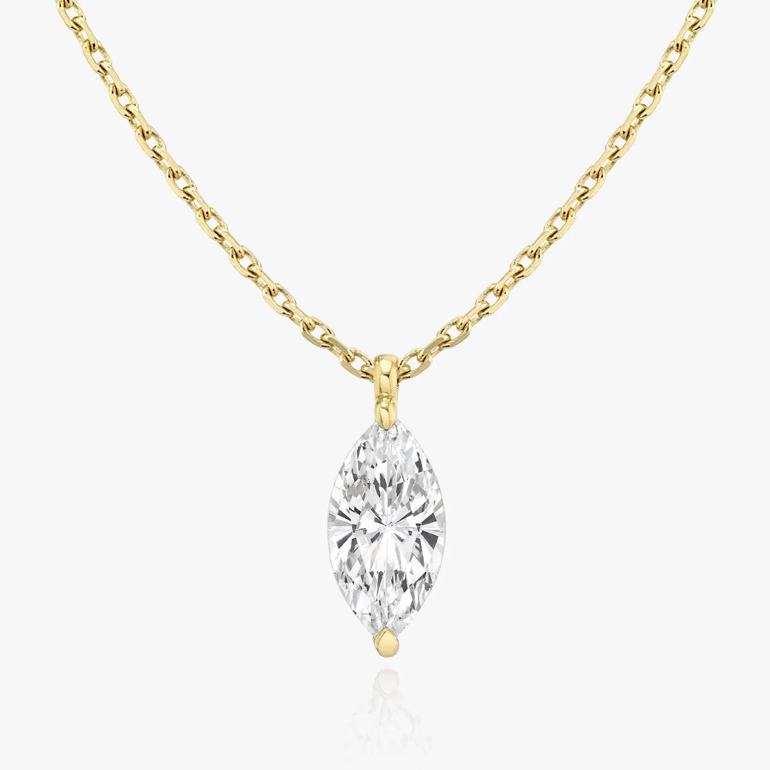 Solitaire Marquise 14K Rosegold Necklace w. Lab-Grown Diamond