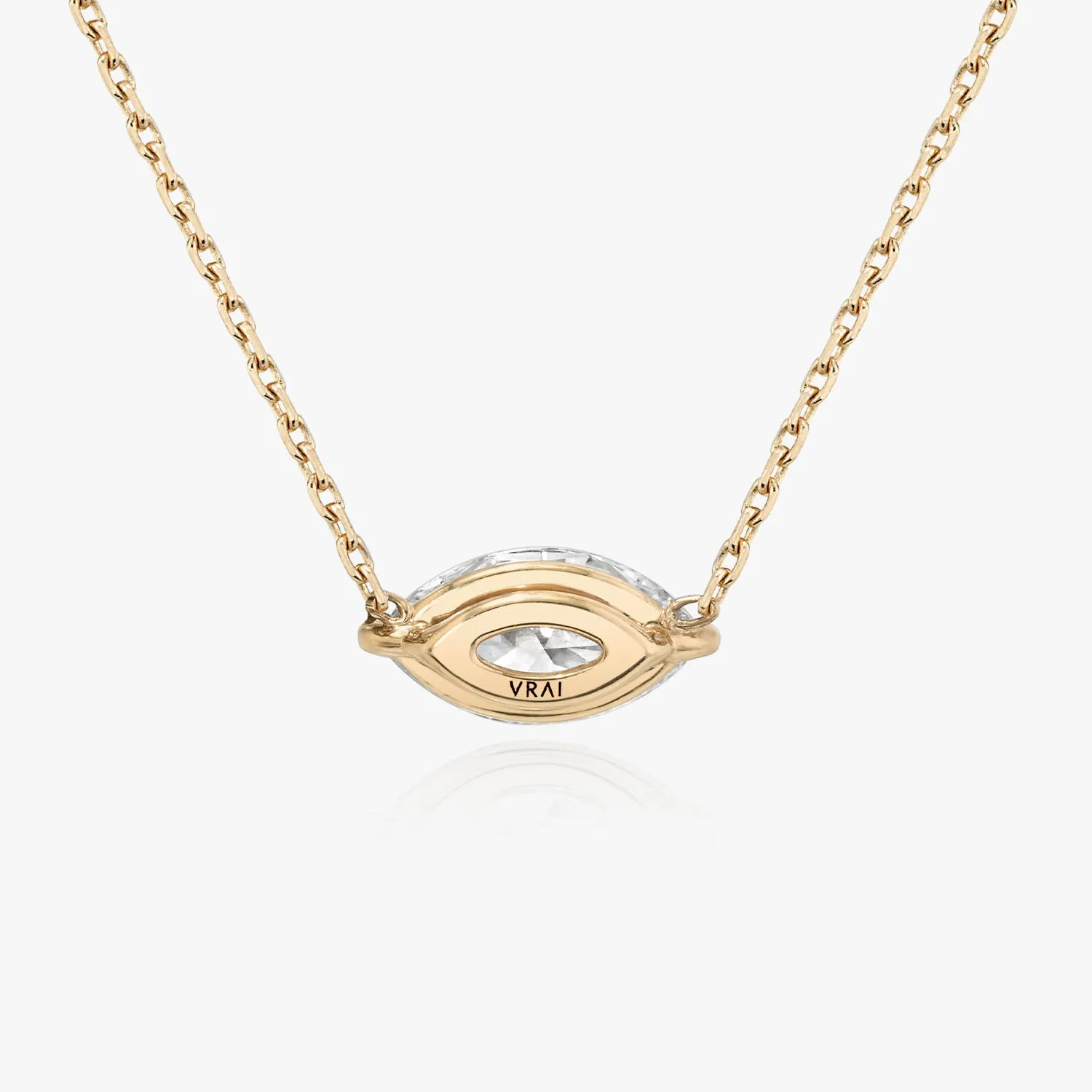 Solitaire Marquise 14K Rosegold Necklace w. Lab-Grown Diamond