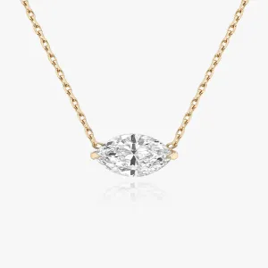 Solitaire Marquise 14K Rosegold Necklace w. Lab-Grown Diamond