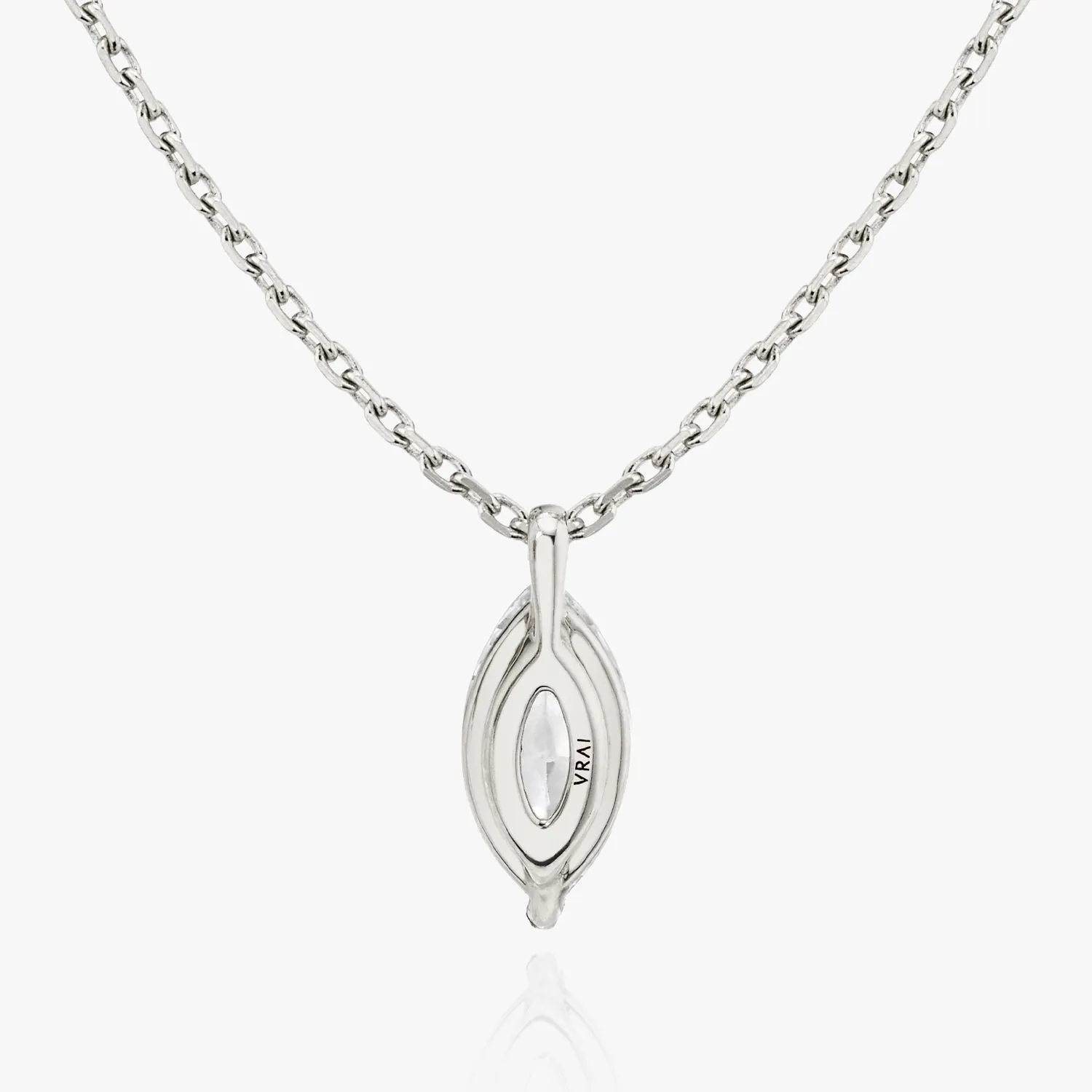Solitaire Marquise 14K Whitegold Necklace w. Lab-Grown Diamond