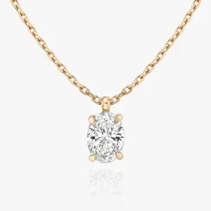 Solitaire Oval 14K Rosegold Necklace w. Lab-Grown Diamond