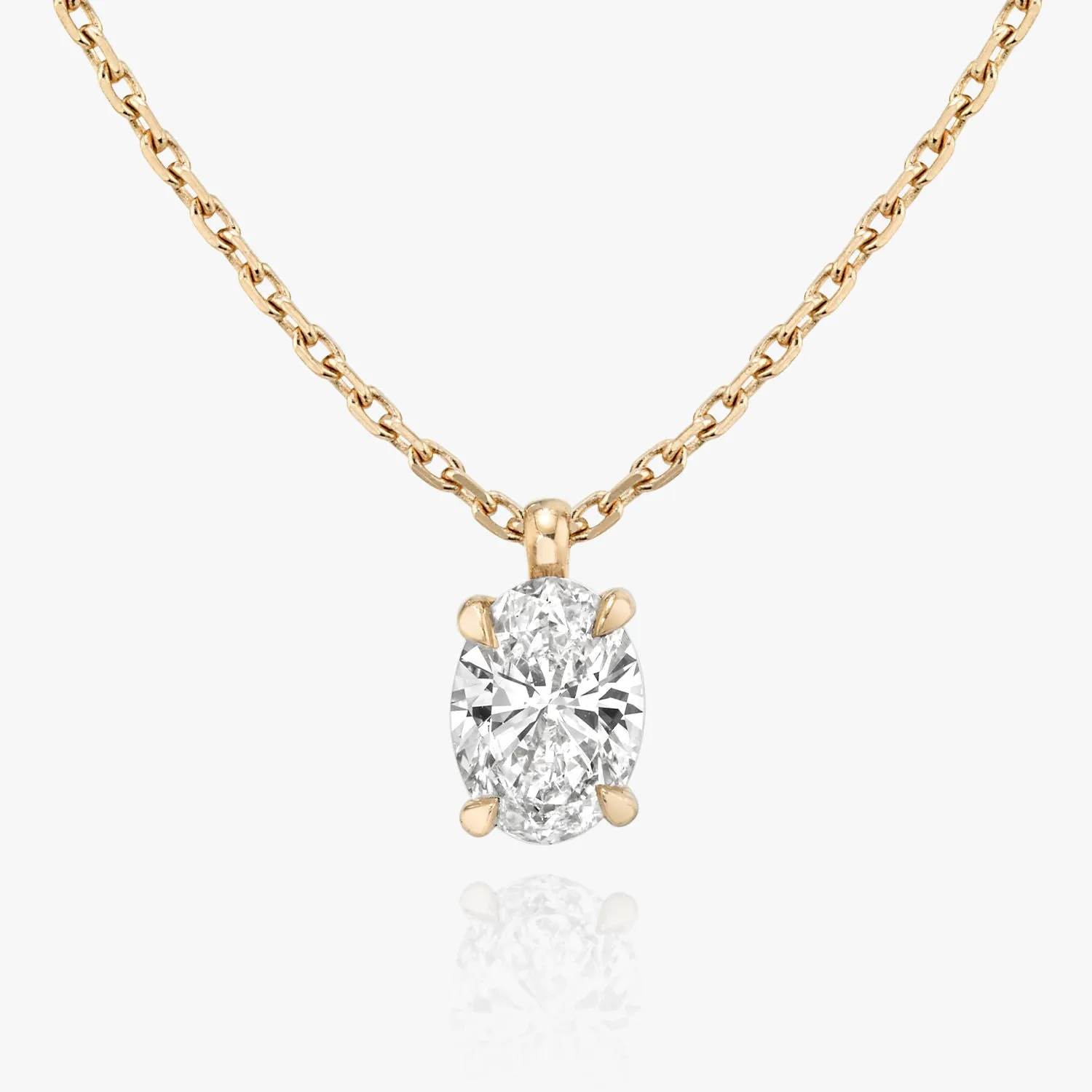 Solitaire Oval 14K Whitegold Necklace w. Lab-Grown Diamond