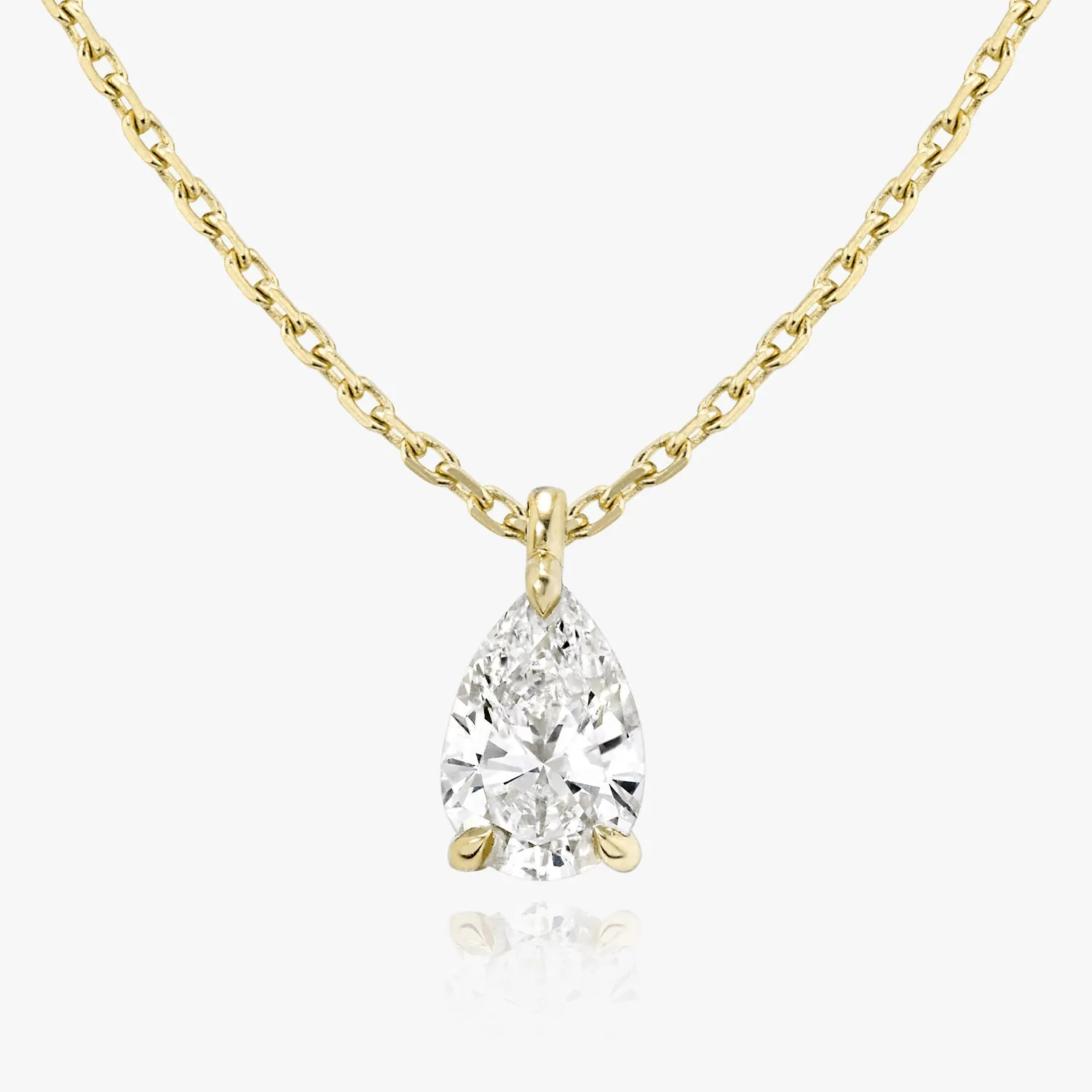 Solitaire Pear 14K Gold Necklace w. Lab-Grown Diamond