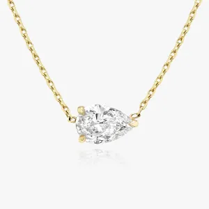 Solitaire Pear 14K Gold Necklace w. Lab-Grown Diamond