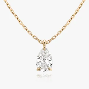 Solitaire Pear 14K Rosegold Necklace w. Lab-Grown Diamond