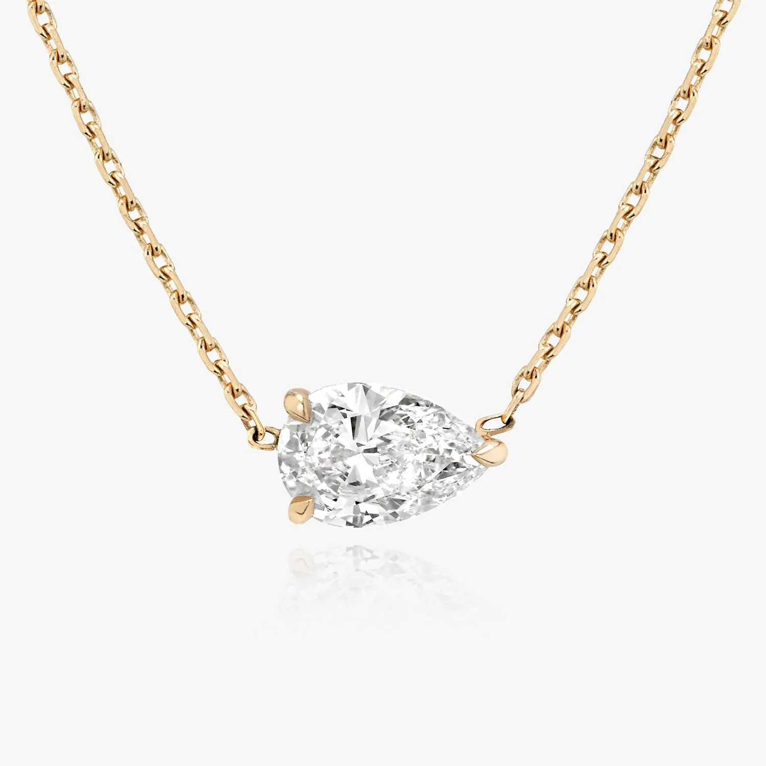 Solitaire Pear 14K Whitegold Necklace w. Lab-Grown Diamond