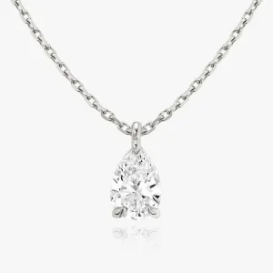 Solitaire Pear 14K Whitegold Necklace w. Lab-Grown Diamond