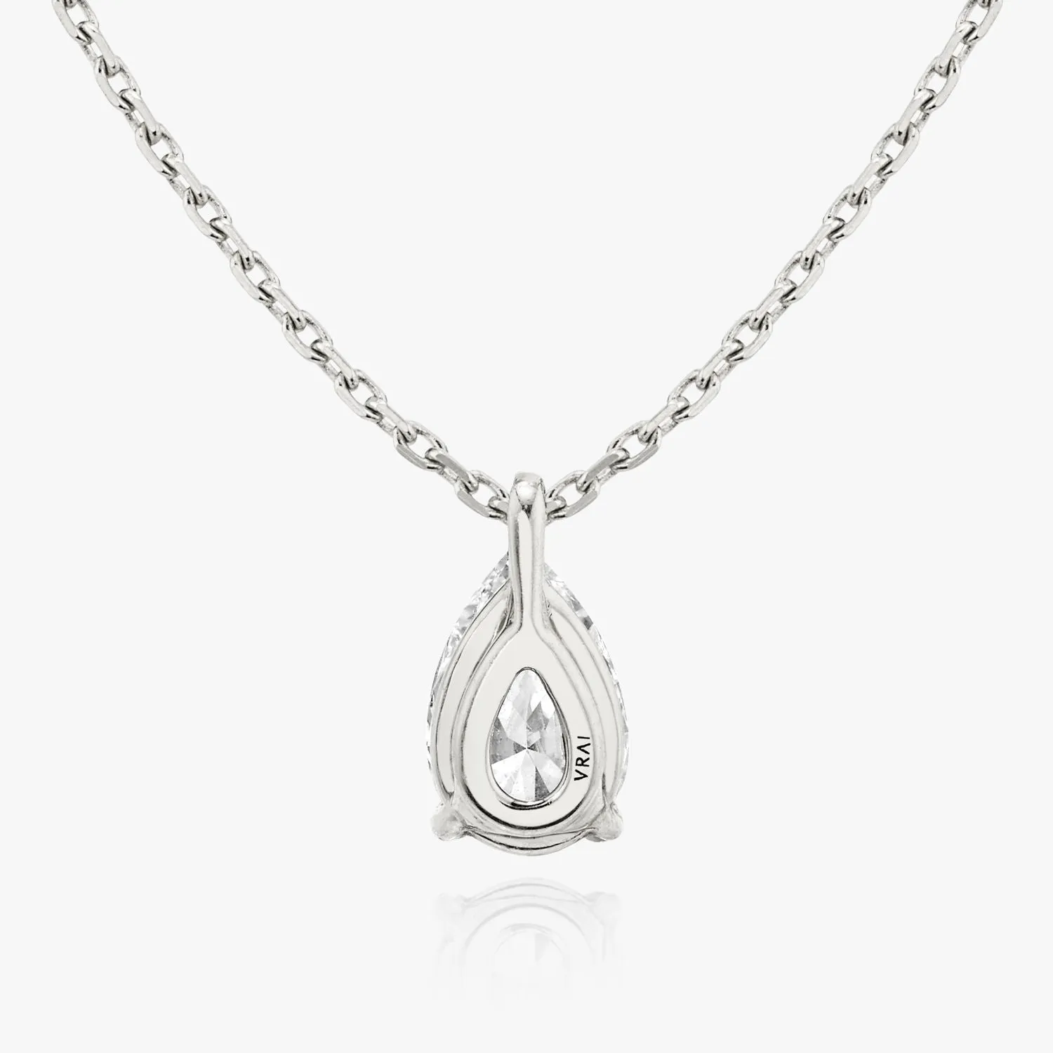 Solitaire Pear 14K Whitegold Necklace w. Lab-Grown Diamond