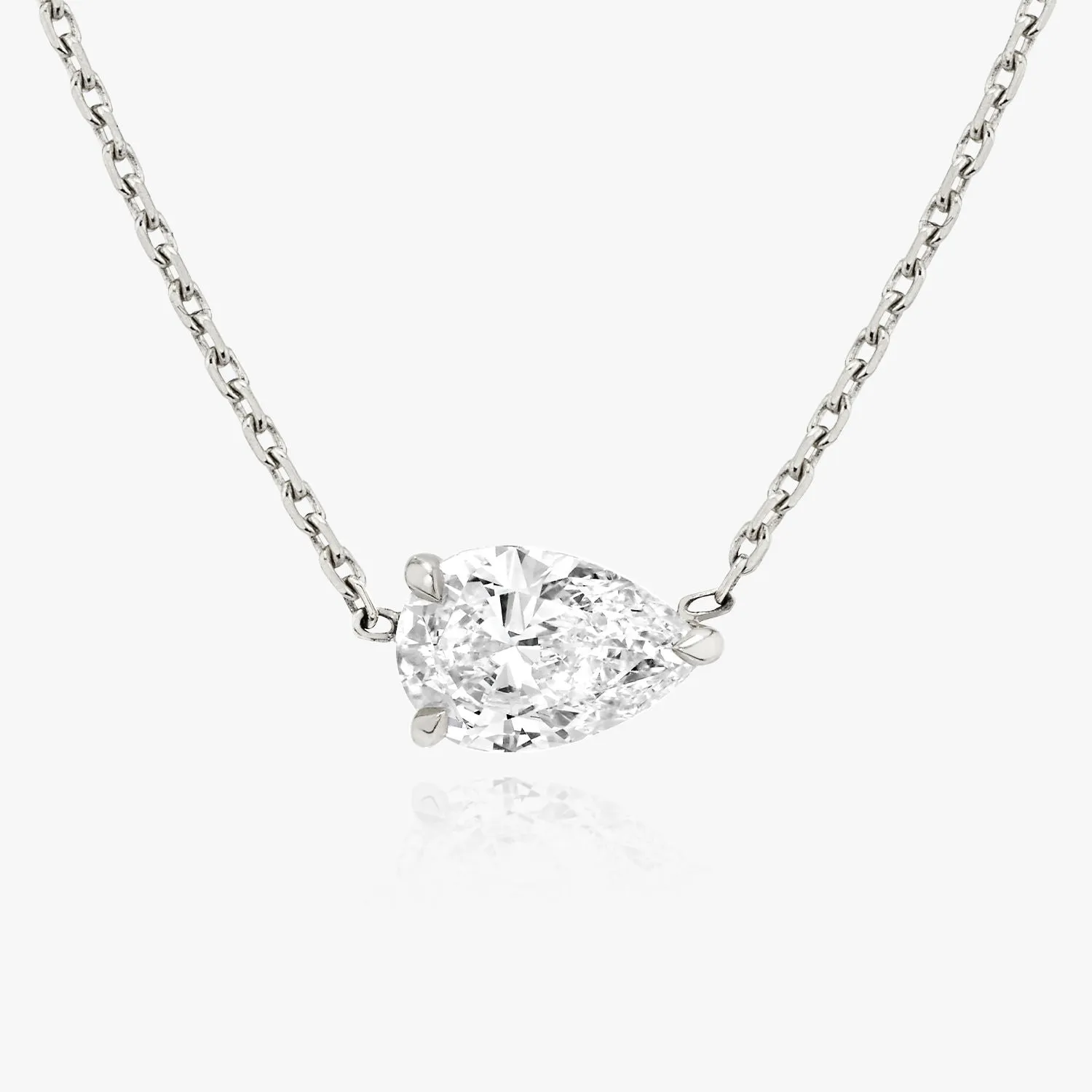 Solitaire Pear 14K Whitegold Necklace w. Lab-Grown Diamond