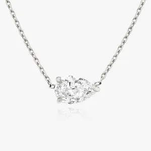 Solitaire Pear 14K Whitegold Necklace w. Lab-Grown Diamond