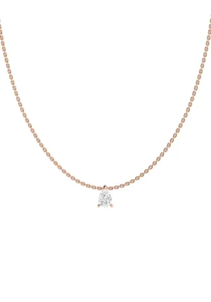 Solitaire Pear 18K Rose Gold Necklace w. Lab-Grown Diamond