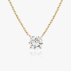 Solitaire Round Brilliant 14K Rosegold Necklace w. Lab-Grown Diamond
