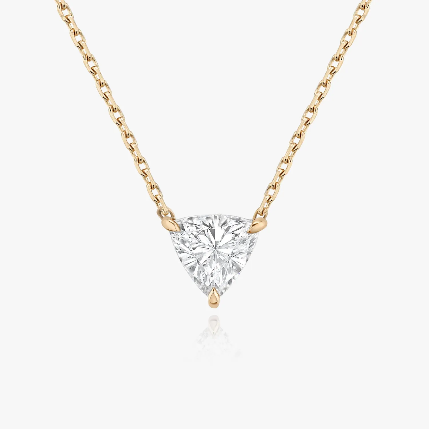 Solitaire Trillion 14K Gold Necklace w. Lab-Grown Diamond