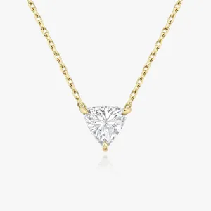 Solitaire Trillion 14K Gold Necklace w. Lab-Grown Diamond