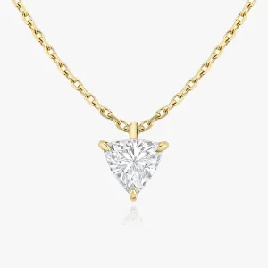 Solitaire Trillion 14K Gold Necklace w. Lab-Grown Diamond