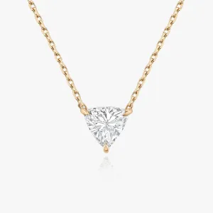 Solitaire Trillion 14K Rosegold Necklace w. Lab-Grown Diamond