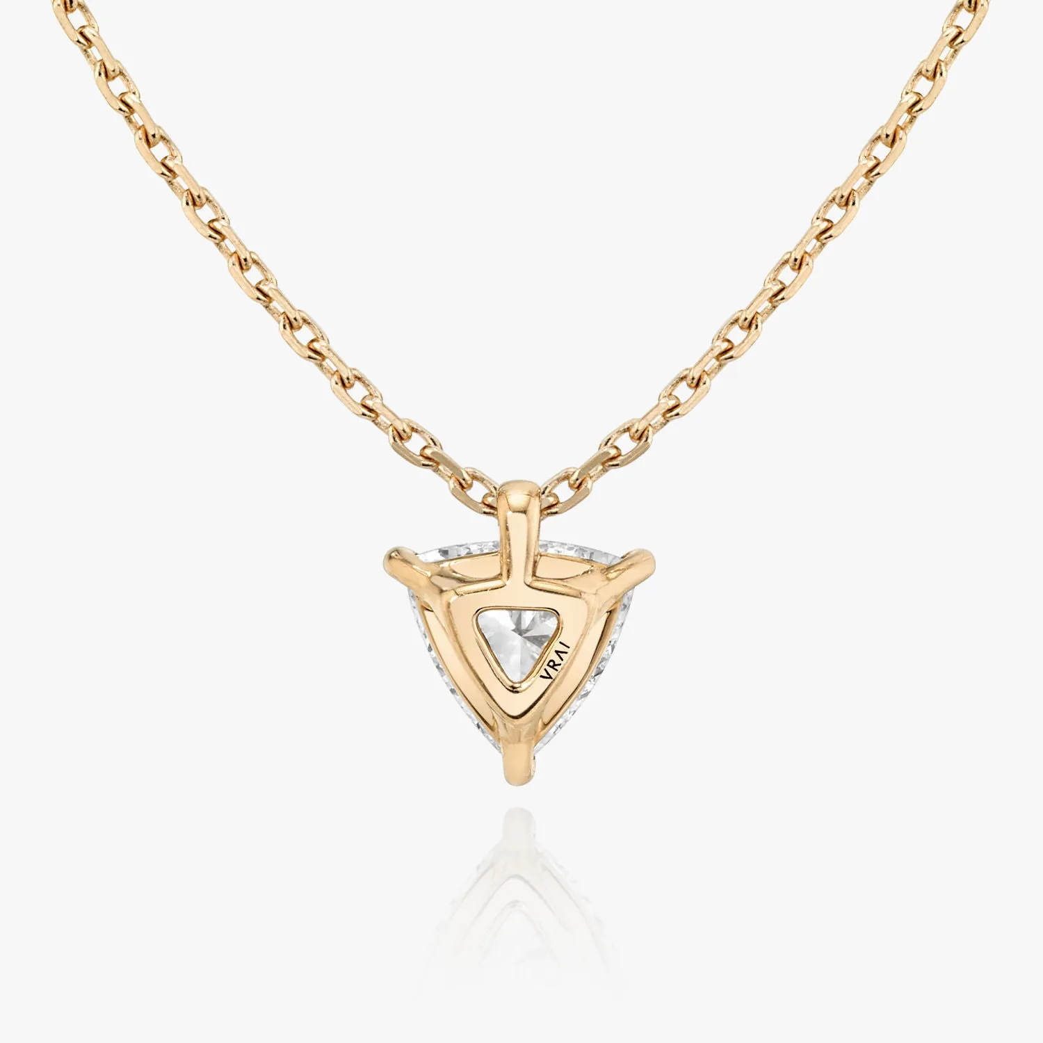 Solitaire Trillion 14K Rosegold Necklace w. Lab-Grown Diamond