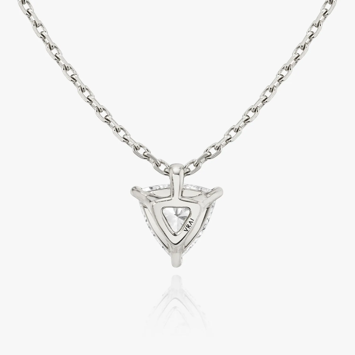 Solitaire Trillion 14K Whitegold Necklace w. Lab-Grown Diamond