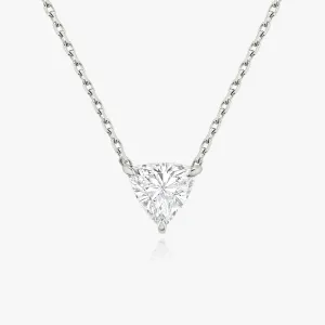 Solitaire Trillion 14K Whitegold Necklace w. Lab-Grown Diamond