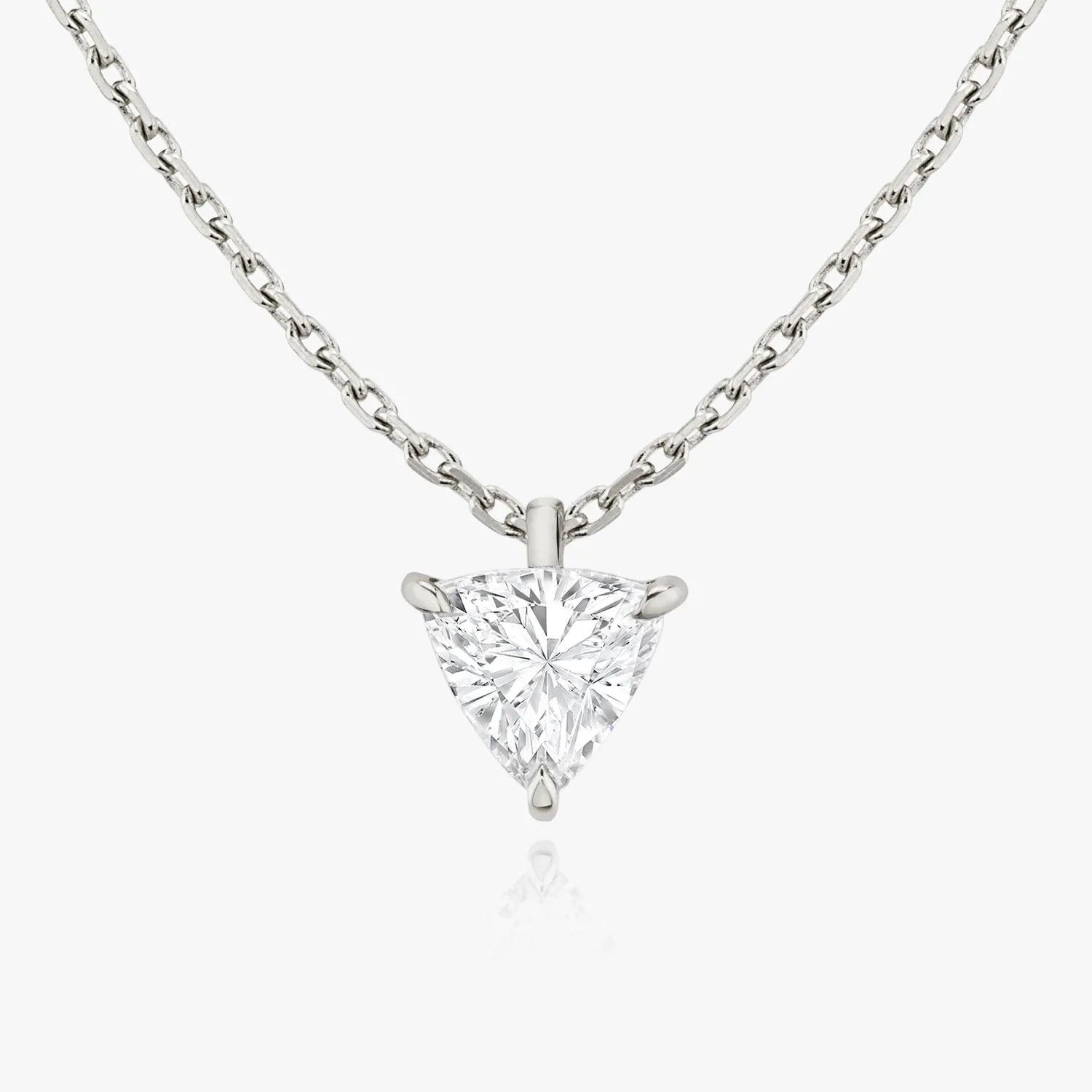 Solitaire Trillion 14K Whitegold Necklace w. Lab-Grown Diamond