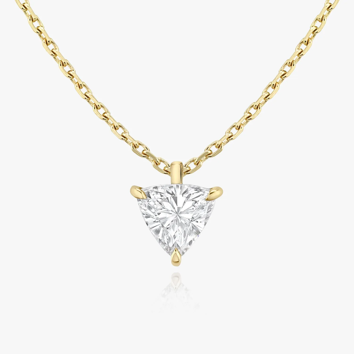 Solitaire Trillion 14K Whitegold Necklace w. Lab-Grown Diamond