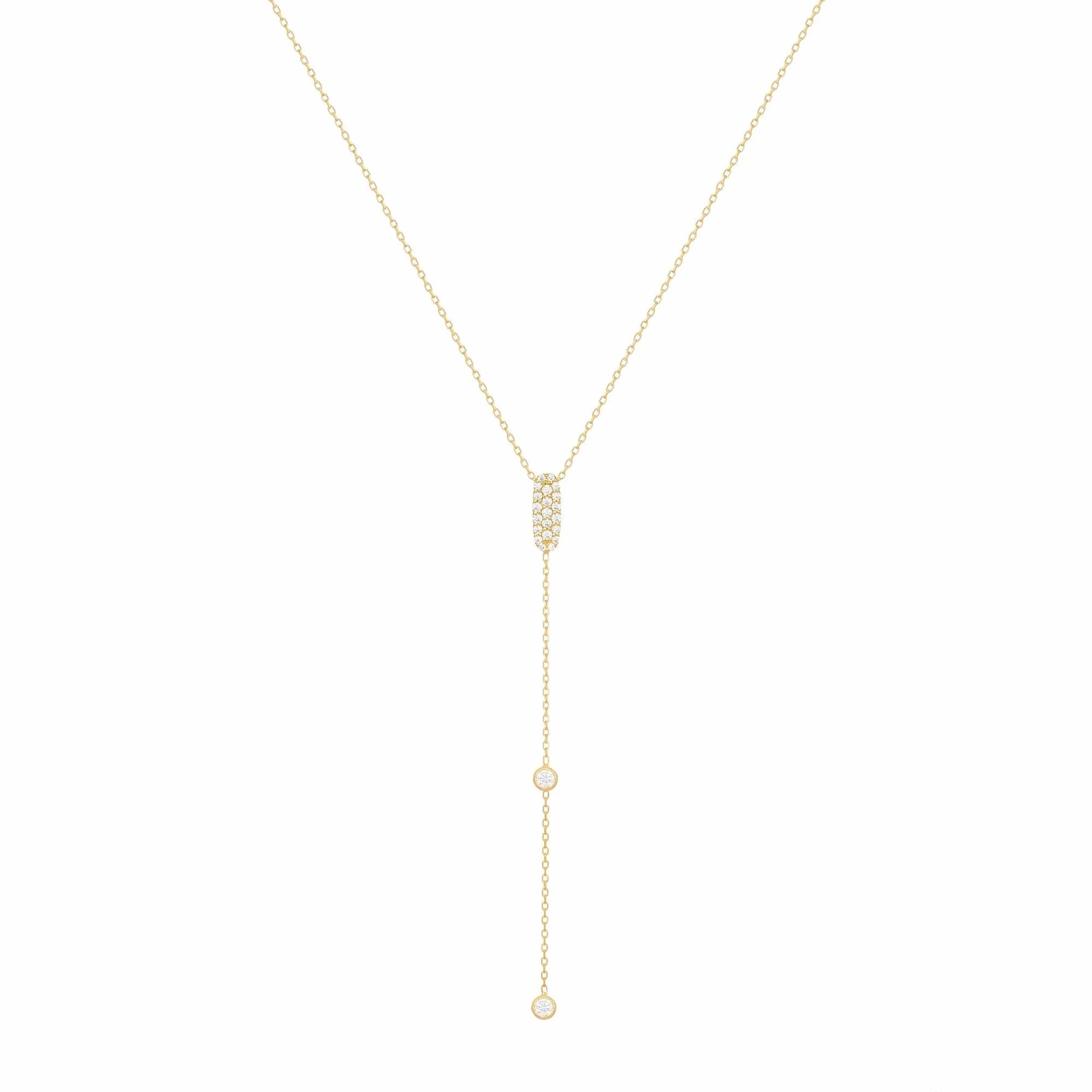 Sparkly Sparkly Lariat 18K Gold Necklace w. Diamonds