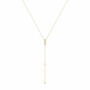 Sparkly Sparkly Lariat 18K Gold Necklace w. Diamonds