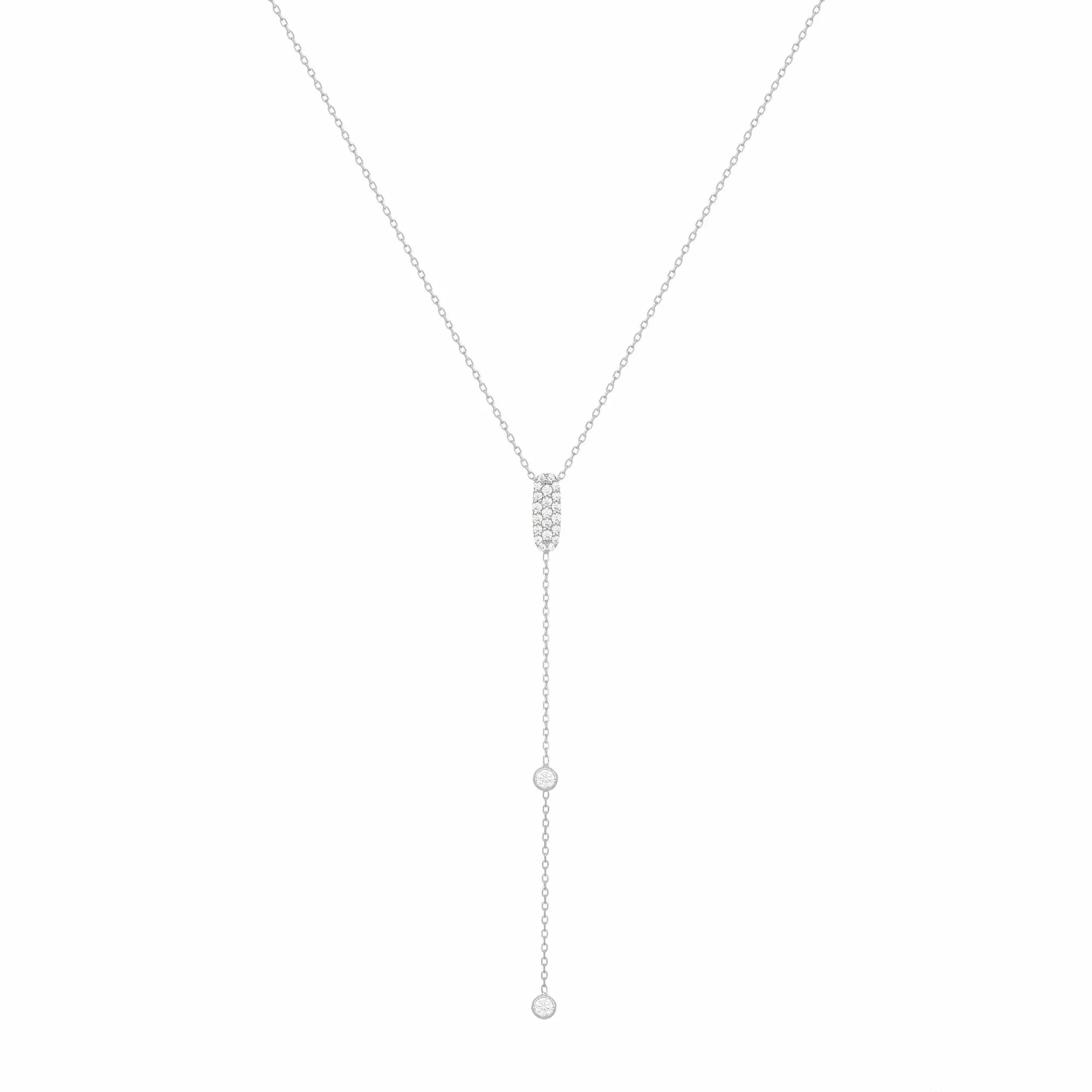 Sparkly Sparkly Lariat 18K White Gold Necklace w. Diamonds