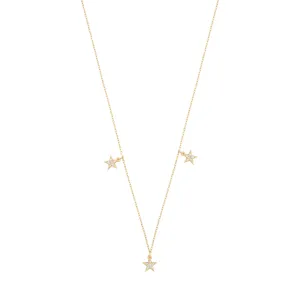 Star 18K Gold Necklace w. Diamonds