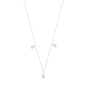 Star 18K White Gold Necklace w. Diamonds